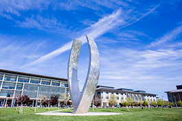 UC Merced campus showcasing Beginnings sculpture